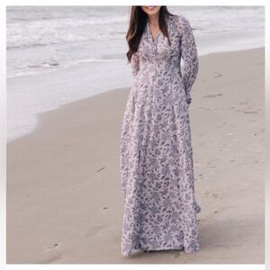 Gal Meets Glam Florence Blush floral maxi dress Size 4